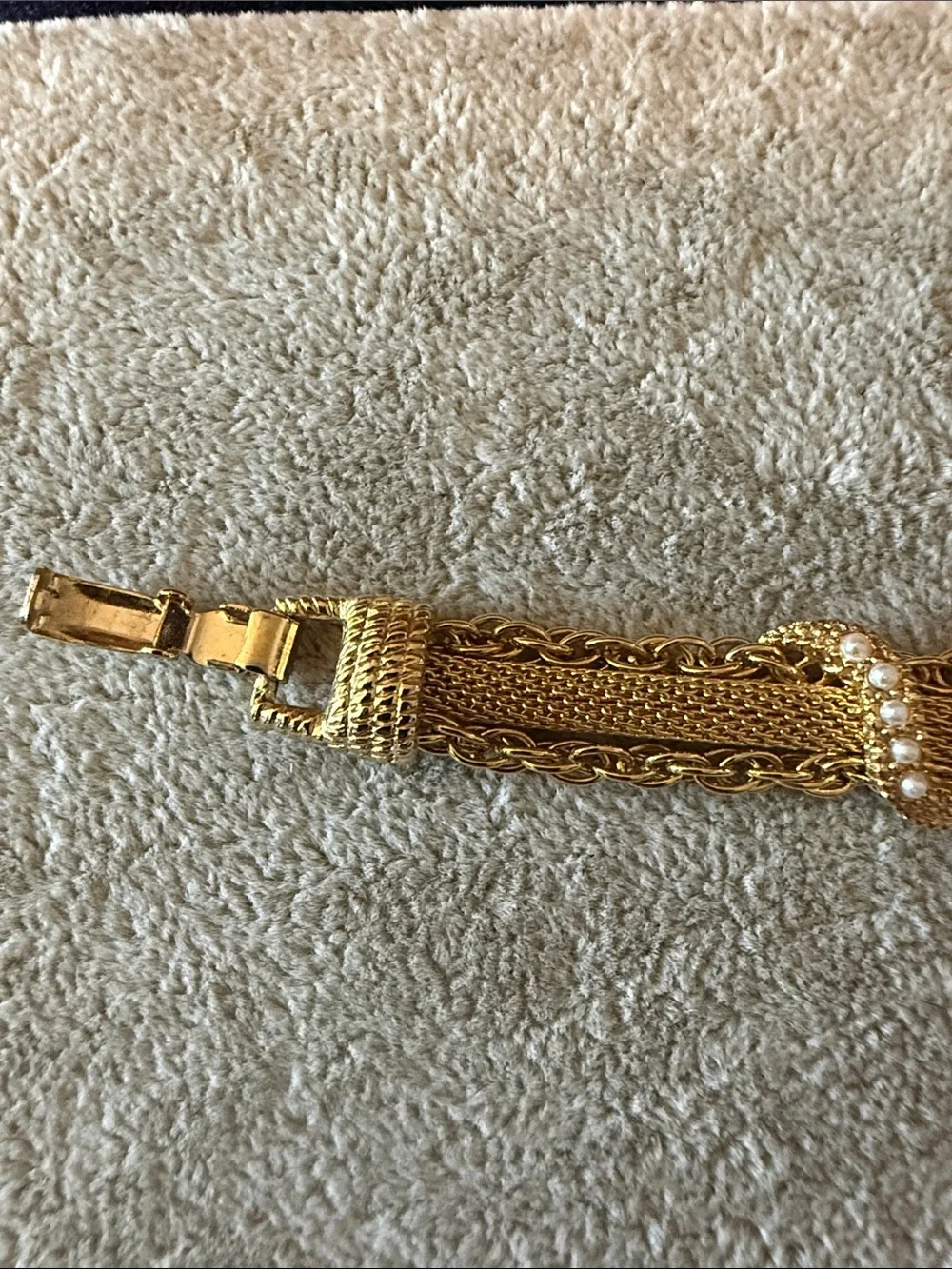 Goldette Gold-Tone Mesh Bracelet | Vintage Statement Jewelry | Signed